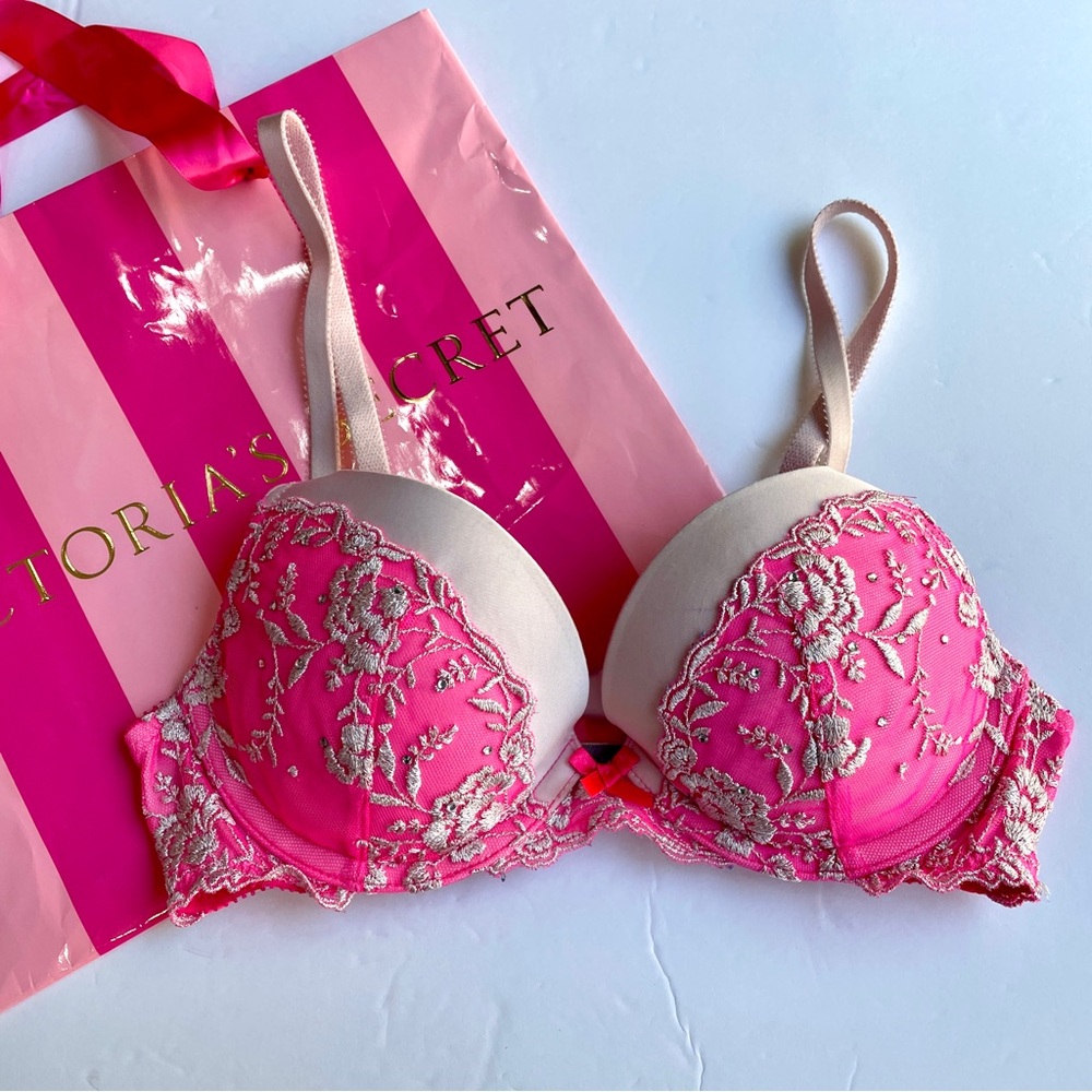 Victoria's Secret Vintage Dream Angels Push-up Bra, Romantic, Coquette, Size 32B
